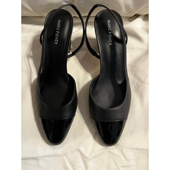 Marc Fisher Laynie Block Heel Pump Slingback in Black Women’s Size 10M - Picture 4 of 5